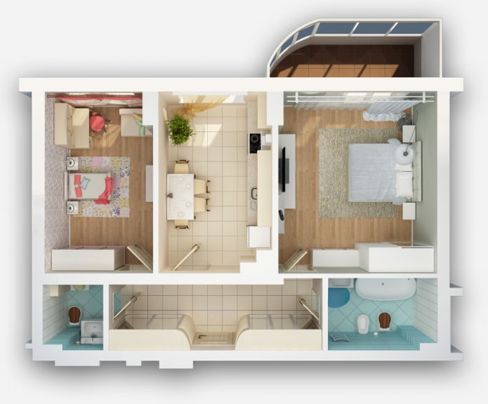 dzīvokļa plānojums ir 50 kvadrāti