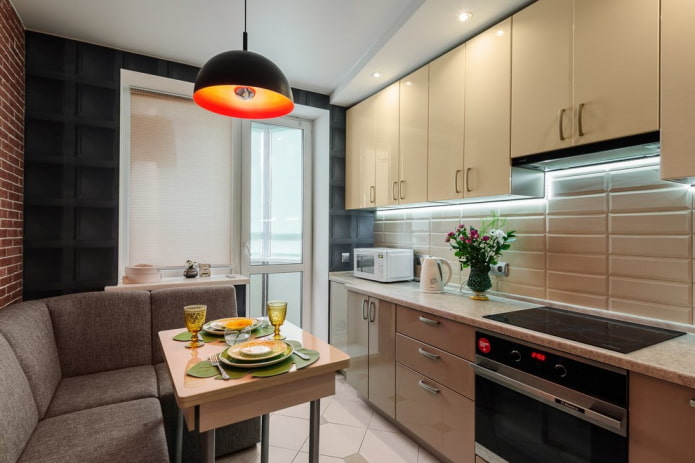 thiết kế nhà bếp trong một căn hộ gồm 35 ô vuông
