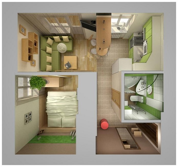 Layout of the apartment is 35 square meters. m