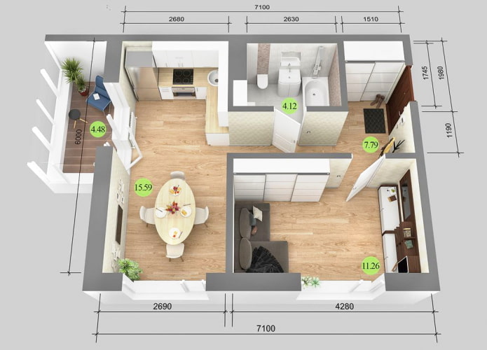 Disposició d’un apartament de 38 metres quadrats