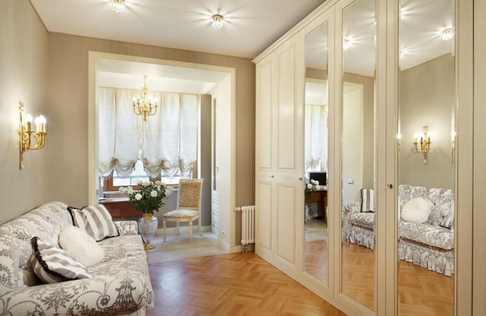 Interiér bytu je 45 čtverců v klasickém stylu