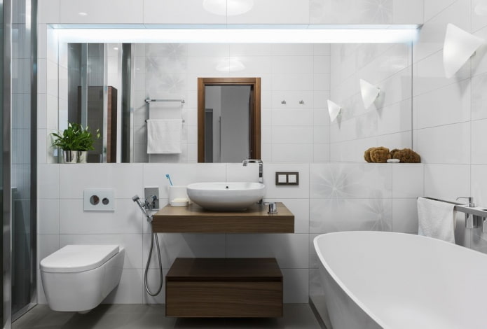 valkoinen kylpyhuone moderniin tyyliin