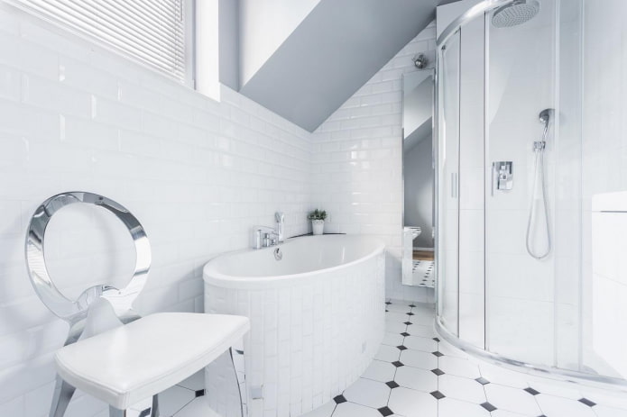 thiết kế nội thất phòng tắm màu trắng
