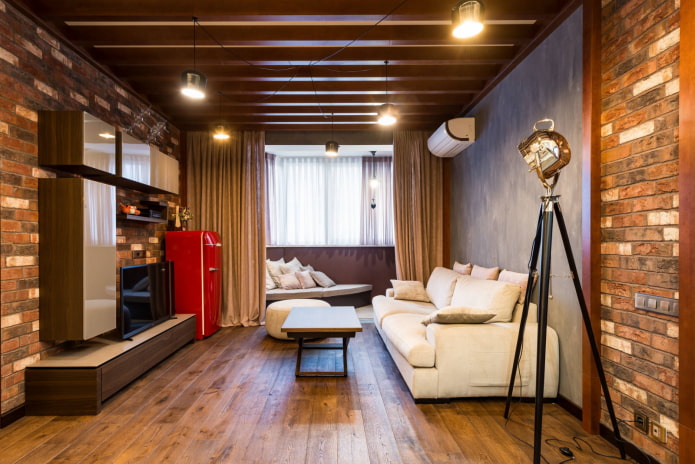 Loftový styl obývacího pokoje