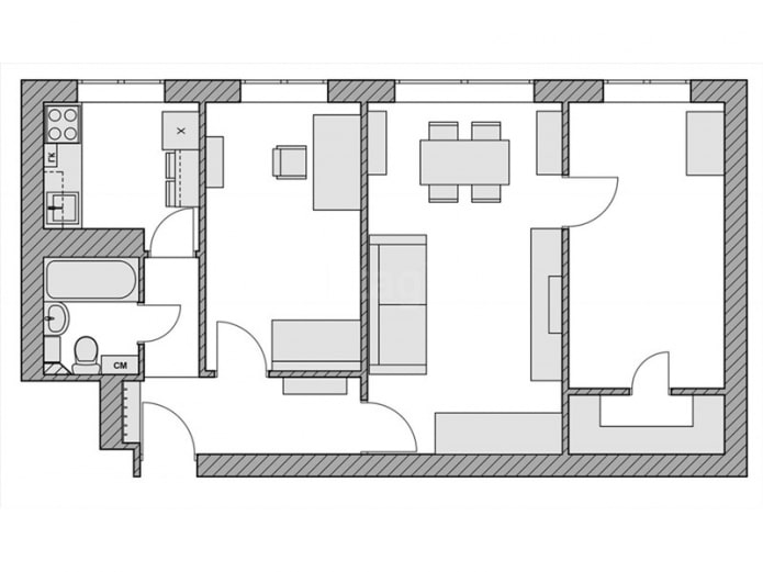 layout of the Khrushchev 60 sq.