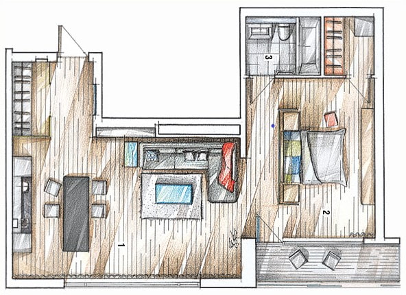 dzīvokļa plānojums ir 70 kvadrāti