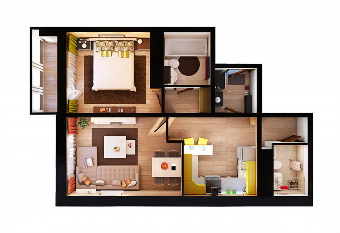 layout do apartamento é de 70 quadrados