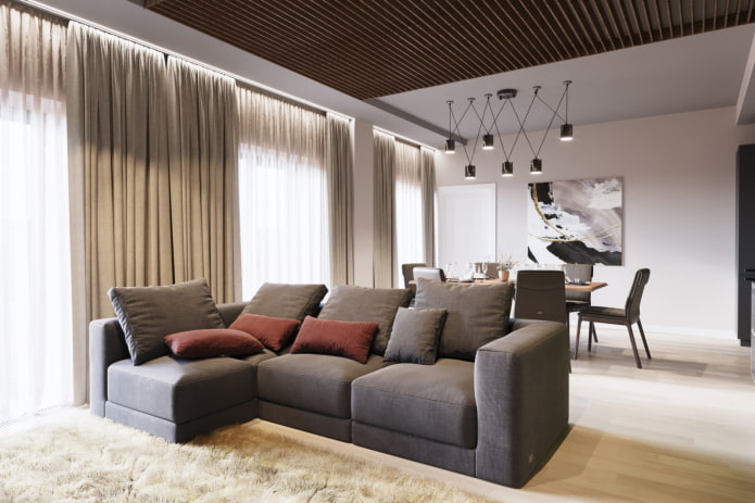 Diseño de sala de estar en el interior del apartamento 100 plazas