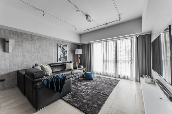 design obývacího pokoje v interiéru bytu 100 čtverců
