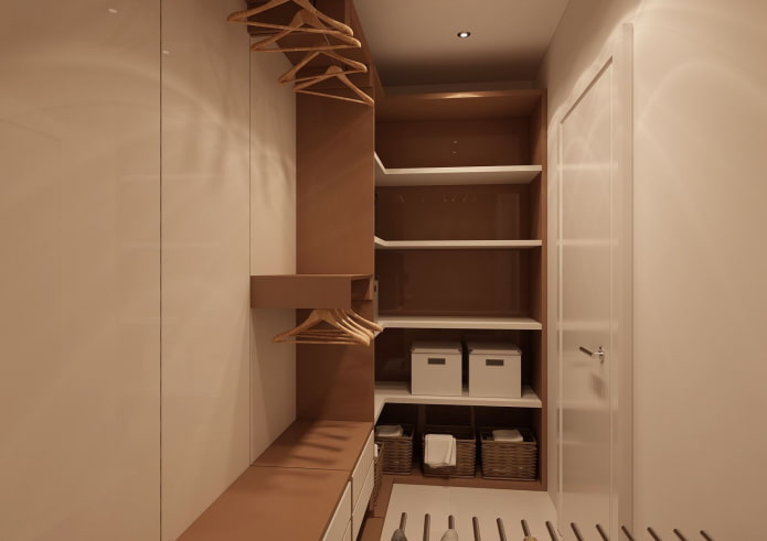 การออกแบบห้องแต่งตัวในการตกแต่งภายในของอพาร์ทเมนท์ 100 สี่เหลี่ยม