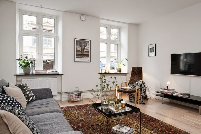 Interiér bytu 100 čtverců ve skandinávském stylu