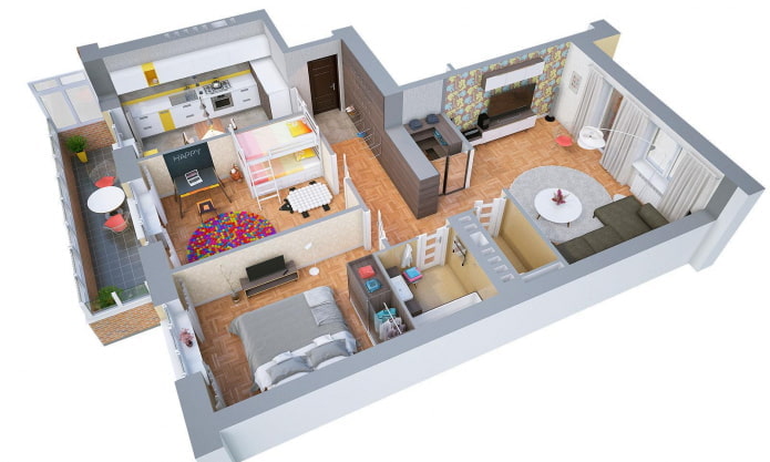 diseño del apartamento es de 100 cuadrados