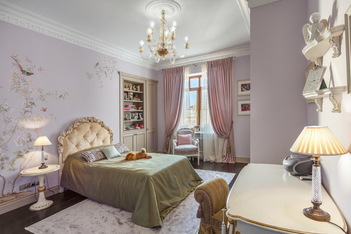ložnice pro dospívající dívky v klasickém stylu