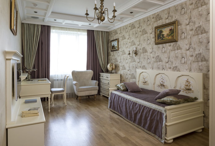 sovrum för en tonårsflicka i klassisk stil