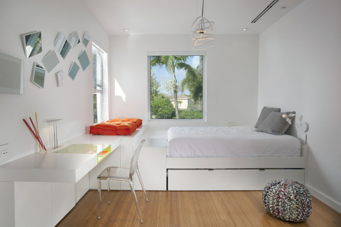 genç kızlar için minimalist yatak odası