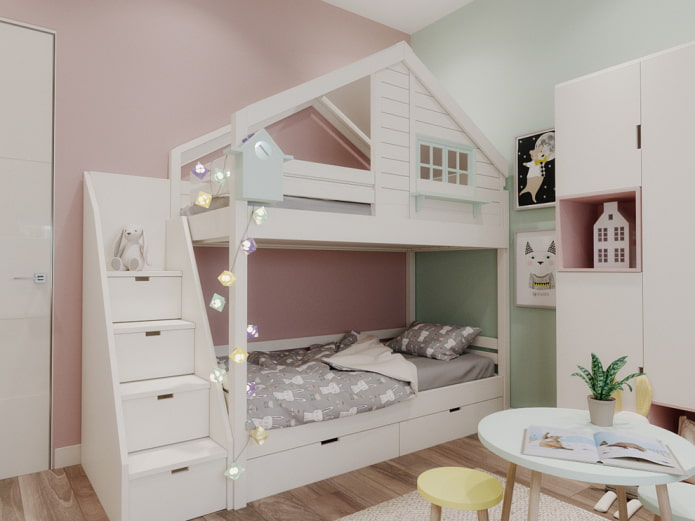 arrangement of a bedroom for two girls