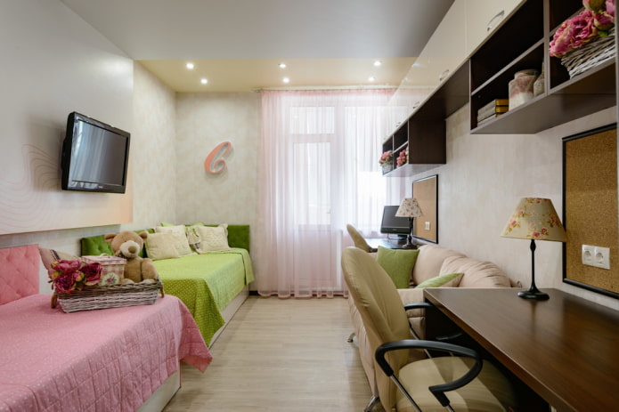 sovrum design för två flickor skolflickor