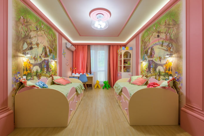 disseny de dormitoris per a dues noies en edat preescolar