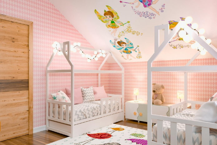 thiết kế phòng ngủ cho hai bé gái mầm non