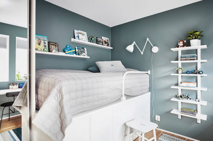 Dormitorio de niño adolescente de estilo escandinavo