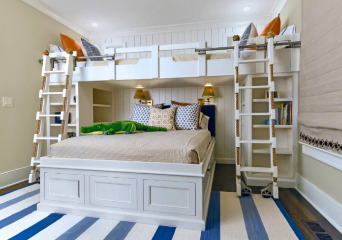 dizajn spavaće sobe za troje djece različite dobi