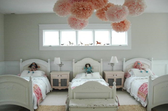 üç kız yatak odası tasarımı
