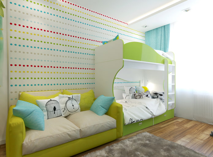 Entwurf eines Schlafzimmers für drei Kinder unterschiedlichen Alters