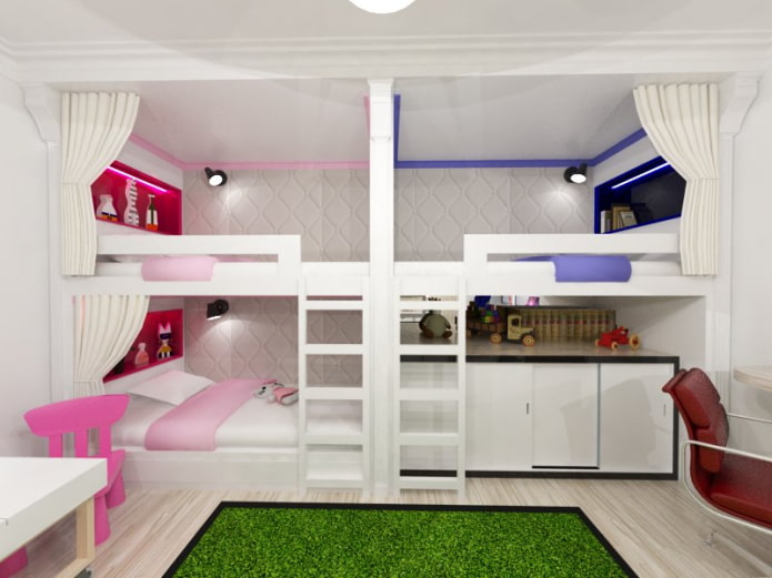 การออกแบบห้องพักสำหรับเด็กต่างเพศสามคน