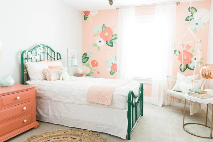 nursery in pink and white with elements of green