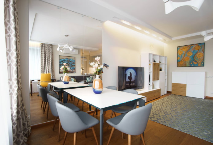 Cocina-sala de estar en un estilo moderno