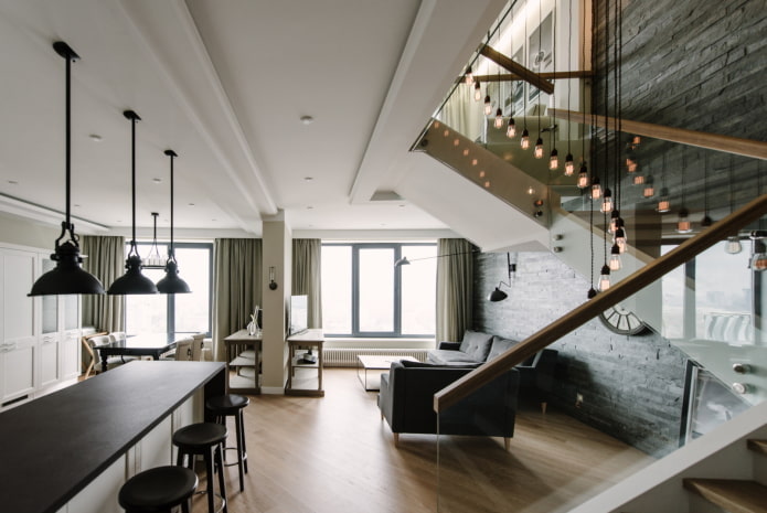 diseño interior de un apartamento de dos pisos