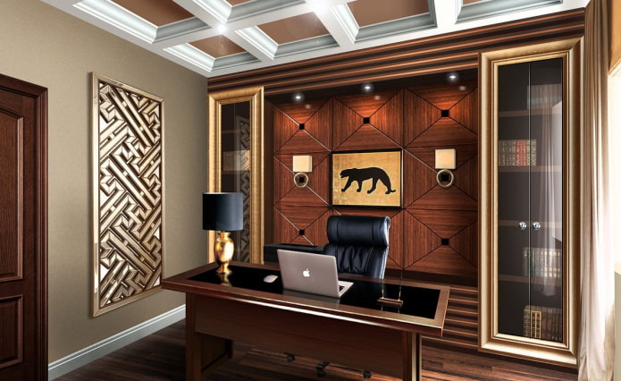 „Art Deco“ stiliaus biuro interjeras