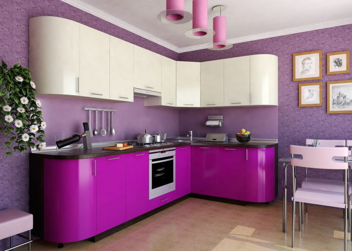 μοβ φινίρισμα κουζίνας