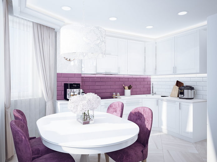 лилав кухненски интериор