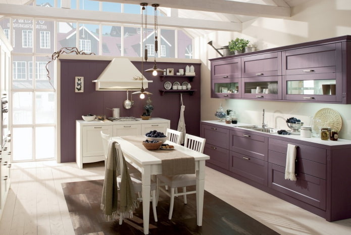 dapur ungu dalam gaya provensi