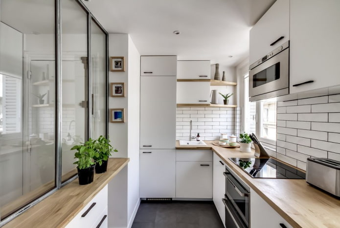 narrow kitchen space
