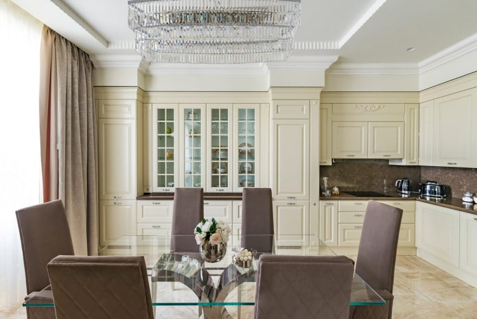 neoklasicisma stila virtuves interjers