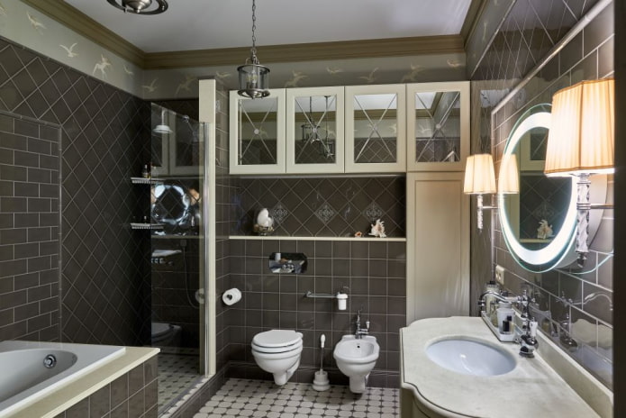Neoclassical style bathroom interior