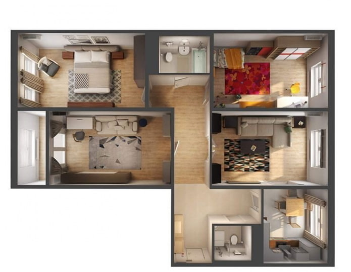 layout of 4-room apartment