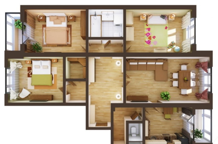4 istabu dzīvokļa plānojums