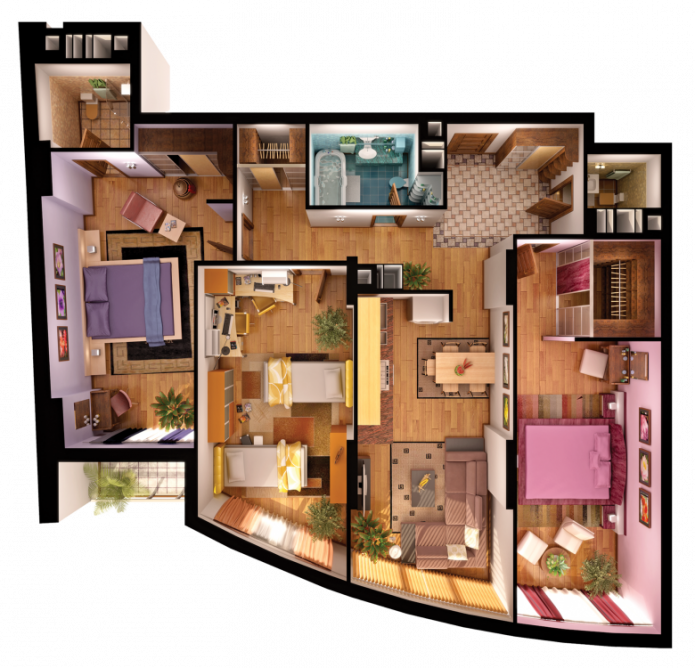 layout di appartamento di 4 locali