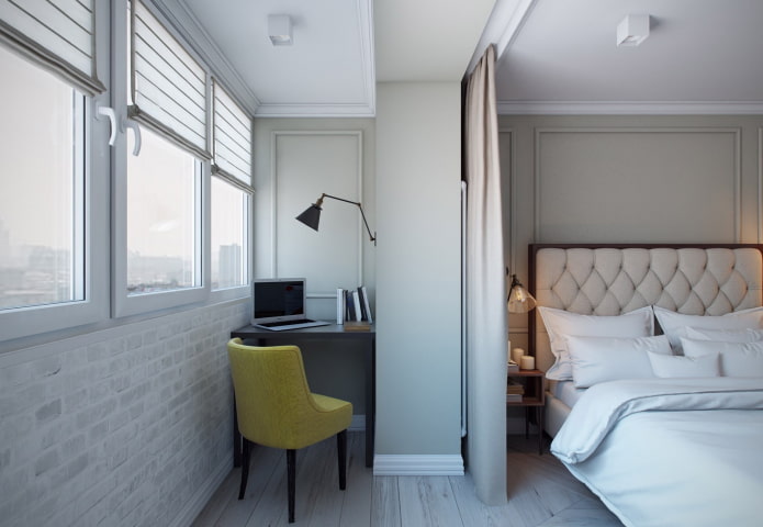 diseño interior de un dormitorio con logia