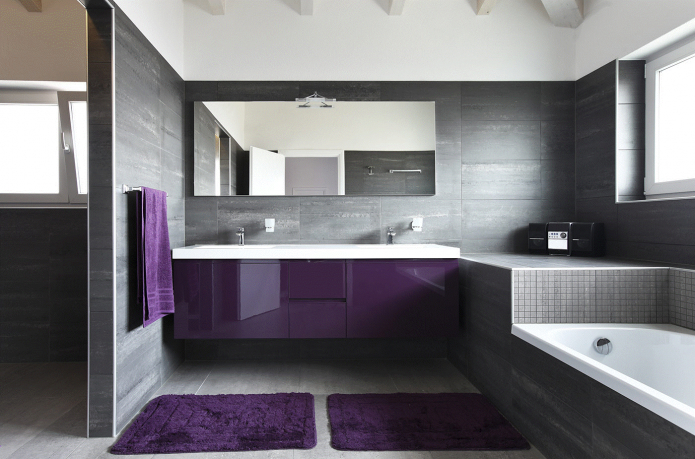 diseño interior en tonos gris-violeta