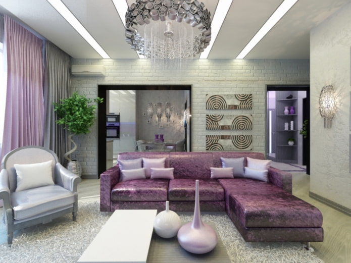 interior design in gray-violet tones