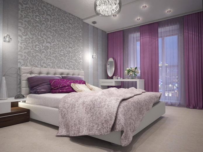 diseño interior en tonos gris-violeta