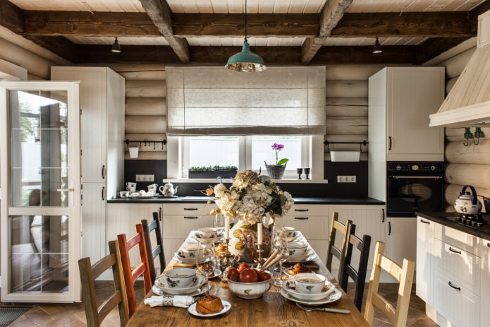 Scandinavian style log home interior