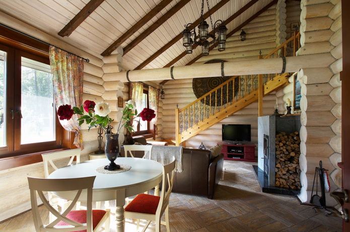 interior design casa di tronchi