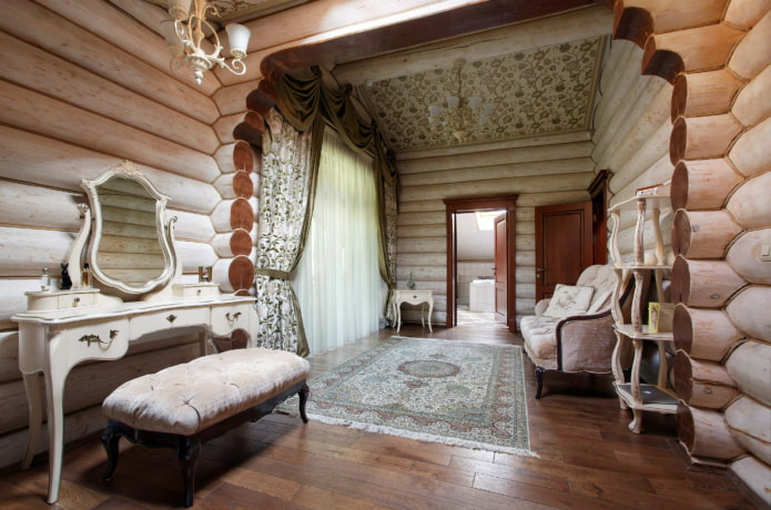 mobilier et décoration à l'intérieur d'une maison en rondins
