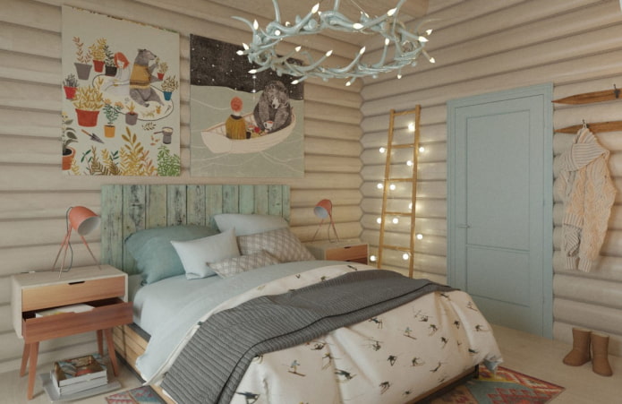 Scandinavian style log home interior