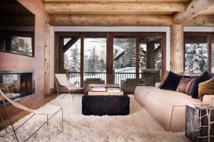design de interiores de casa de madeira